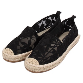 Fekete áttört espadrilles 68-130 Fekete 2