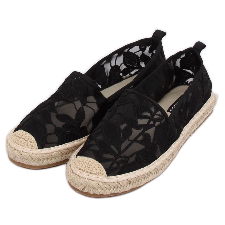 Fekete áttört espadrilles 68-130 Fekete 2