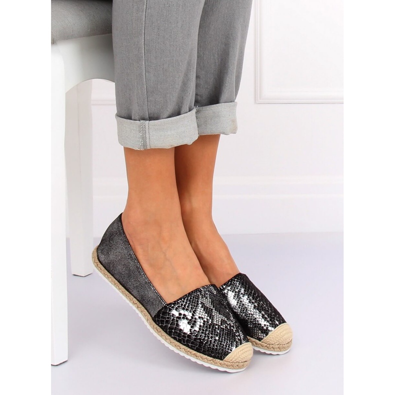 Fekete kígyóbőr espadrillák 68-64 Fekete 1
