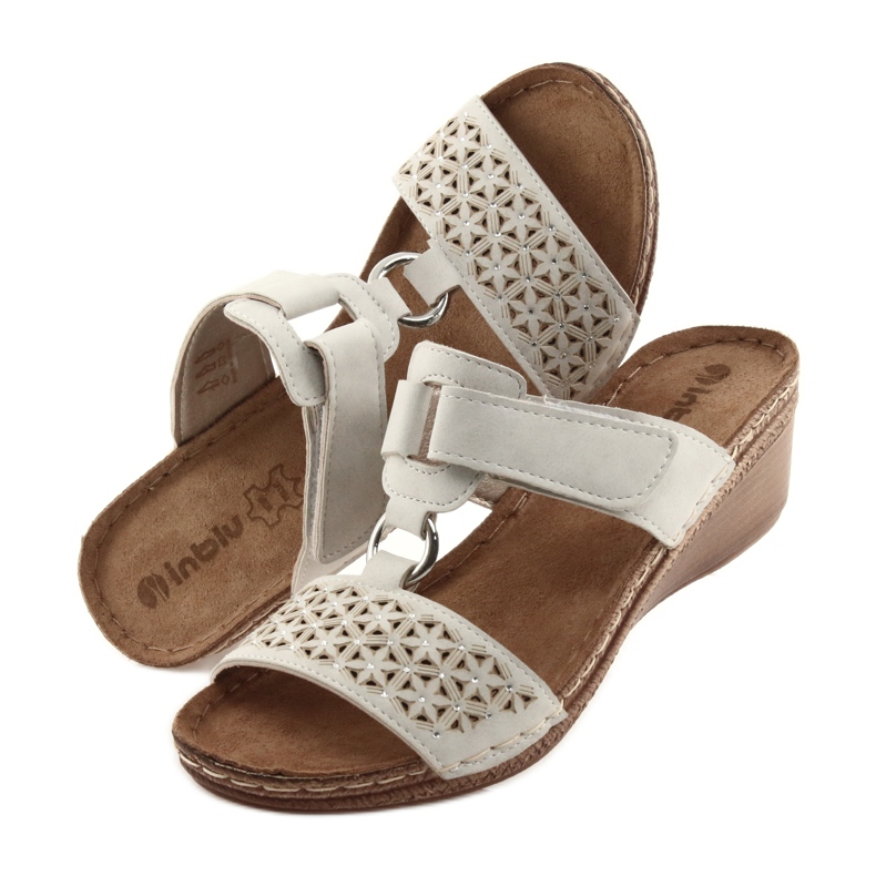 Inblu NA03 bézs flitter tépőzáras papucs 5