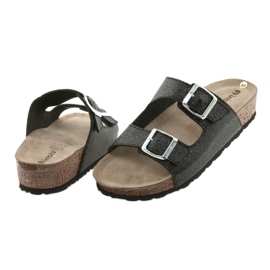 Fekete Inblu NM013 női fekete papucs ezüst részecskékkel 4