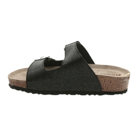 Fekete Inblu NM013 női fekete papucs ezüst részecskékkel 2