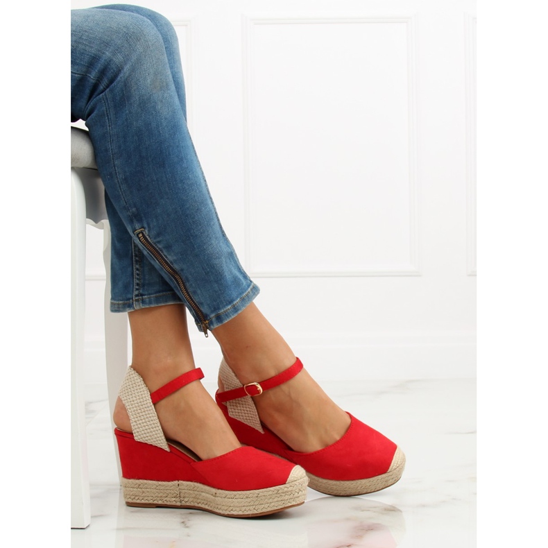 Espadrilles piros ékeken T331P Red II-GAT 1