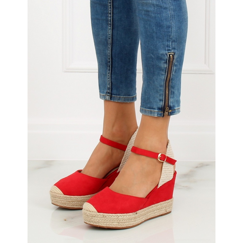Espadrilles piros ékeken T331P Red II-GAT 2