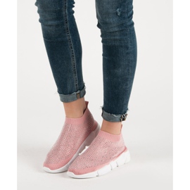 Textil sportcipő kristályokkal rózsaszín 1