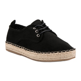 Ideal Shoes Fűzött Espadrilles fekete 2