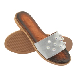 M.Daszyński Női flip -flops 1837 szürke gyöngyökkel díszítve 4 M.Daszyński Női flip -flops 1837 szürke gyöngyökkel díszítve 4
