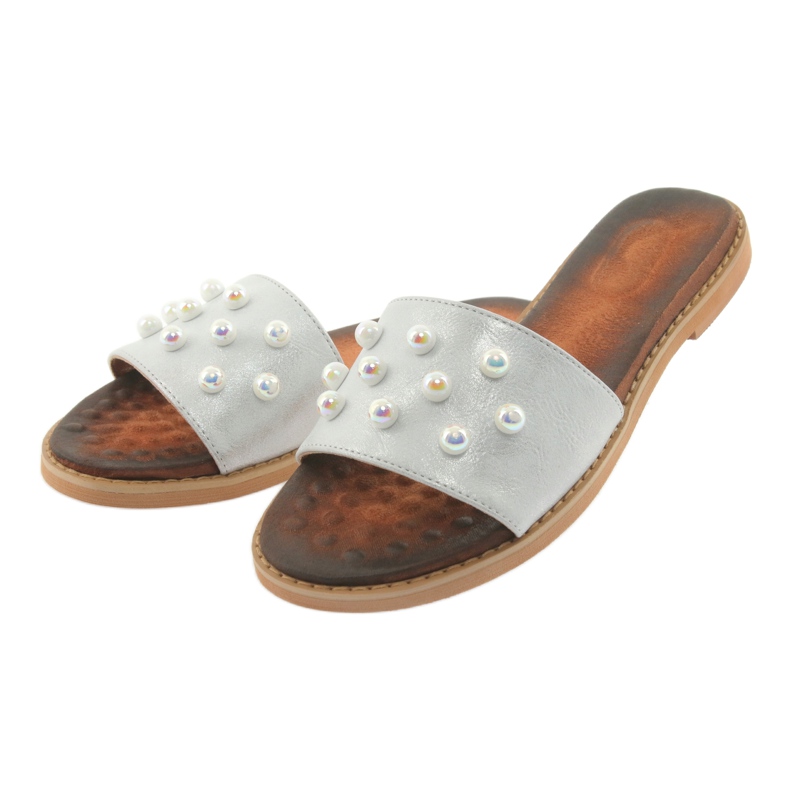 M.Daszyński Női flip -flops 1837 szürke gyöngyökkel díszítve 3 M.Daszyński Női flip -flops 1837 szürke gyöngyökkel díszítve 3