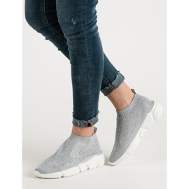 Textil sportcipő kristályokkal szürke 1