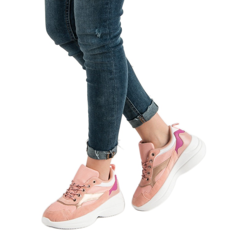 Divatos lábbeli a platformon rózsaszín 2