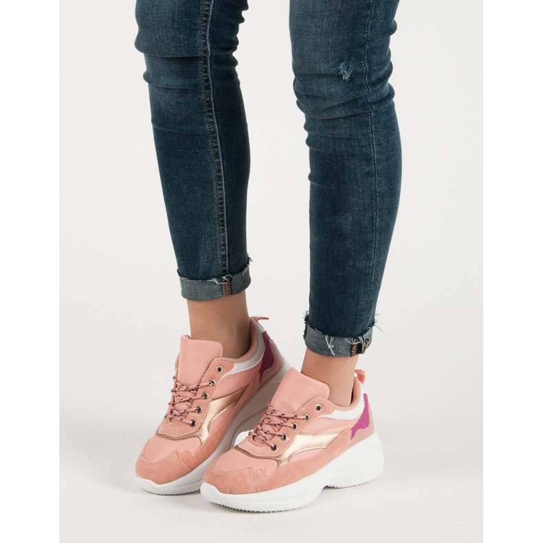 Divatos lábbeli a platformon rózsaszín 1