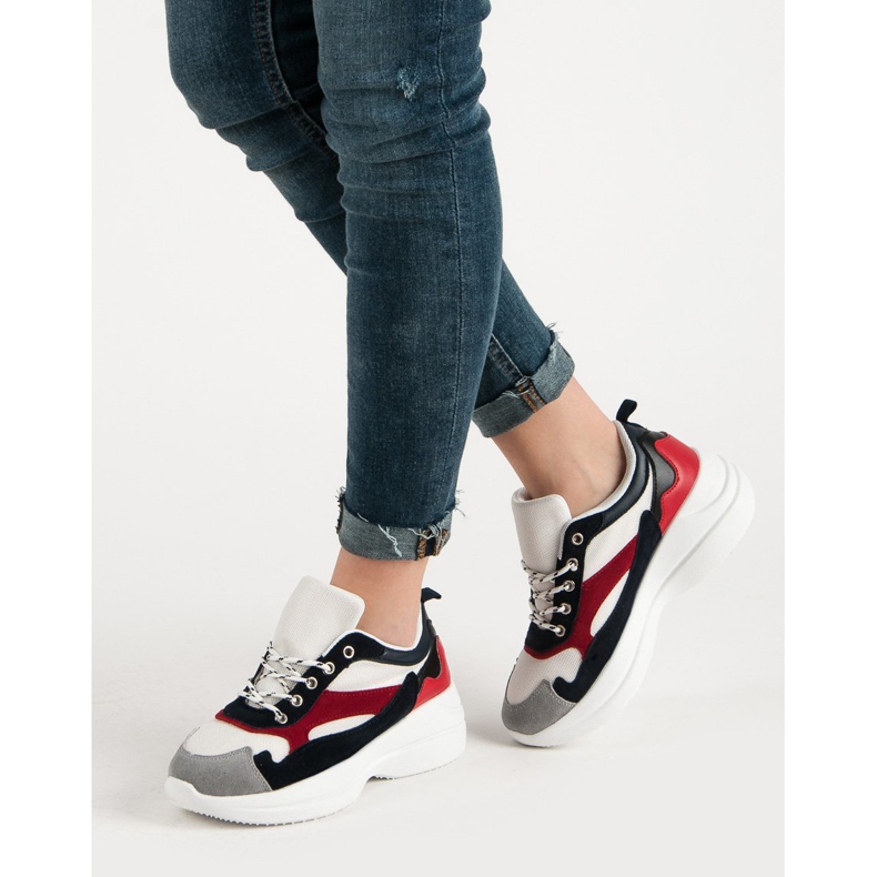 Divatos lábbeli a platformon fehér sokszínű 2