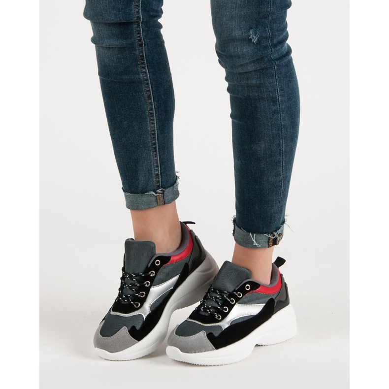 Divatos lábbeli a platformon szürke sokszínű 1