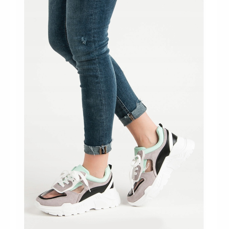 SHELOVET Átlátszó cipők a platformon szürke 1