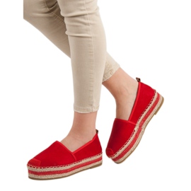 Coura Velúr espadrillák a platformon piros 1