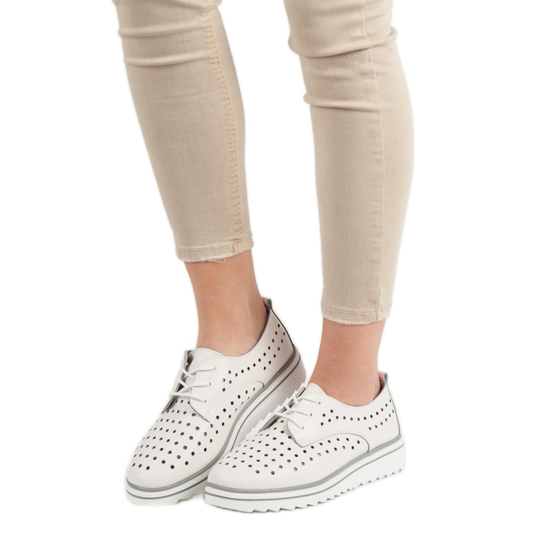 Kylie Bőr áttört cipő fehér 2