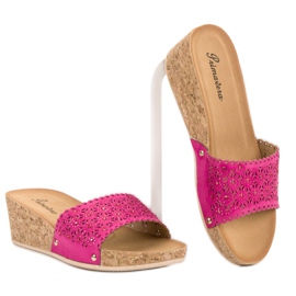 Primavera Papucs egy parafa ék rózsaszín 1