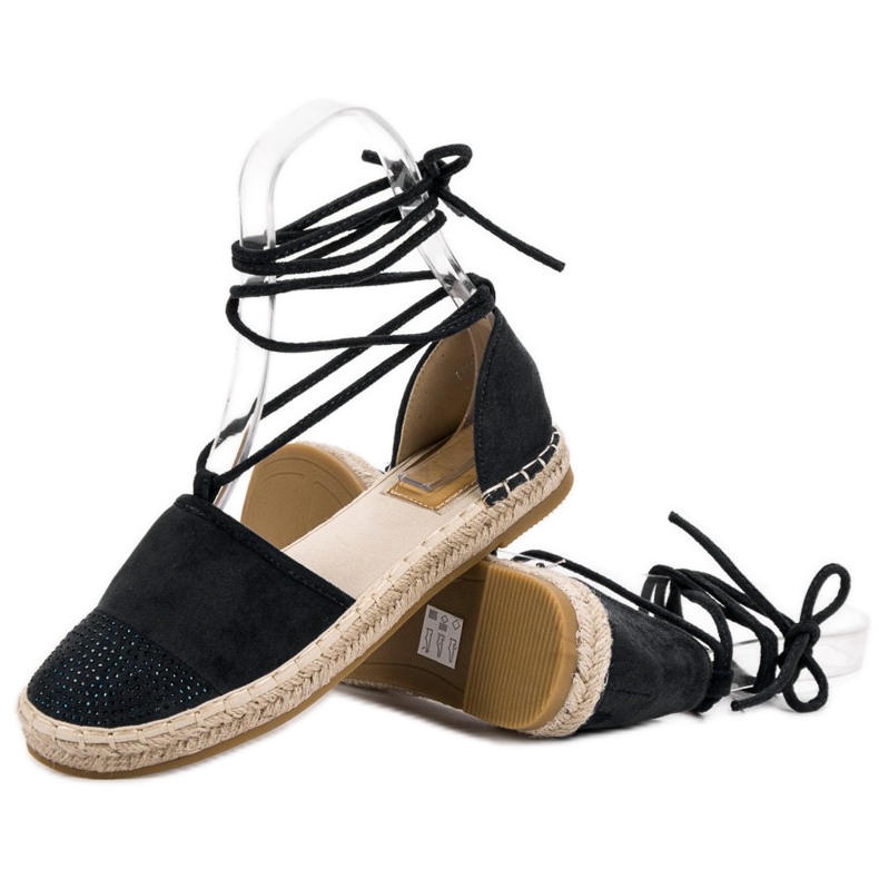 Seastar Kötött espadrillák kristályokkal fekete 1 Seastar Kötött espadrillák kristályokkal fekete 1