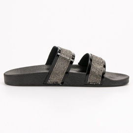 Seastar Fekete papucs kristályokkal 1