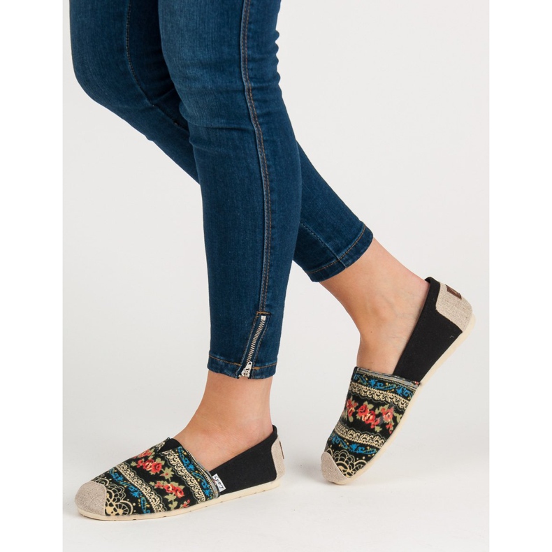 Lady Fashion Slip On Boho Cipők fekete sokszínű 2