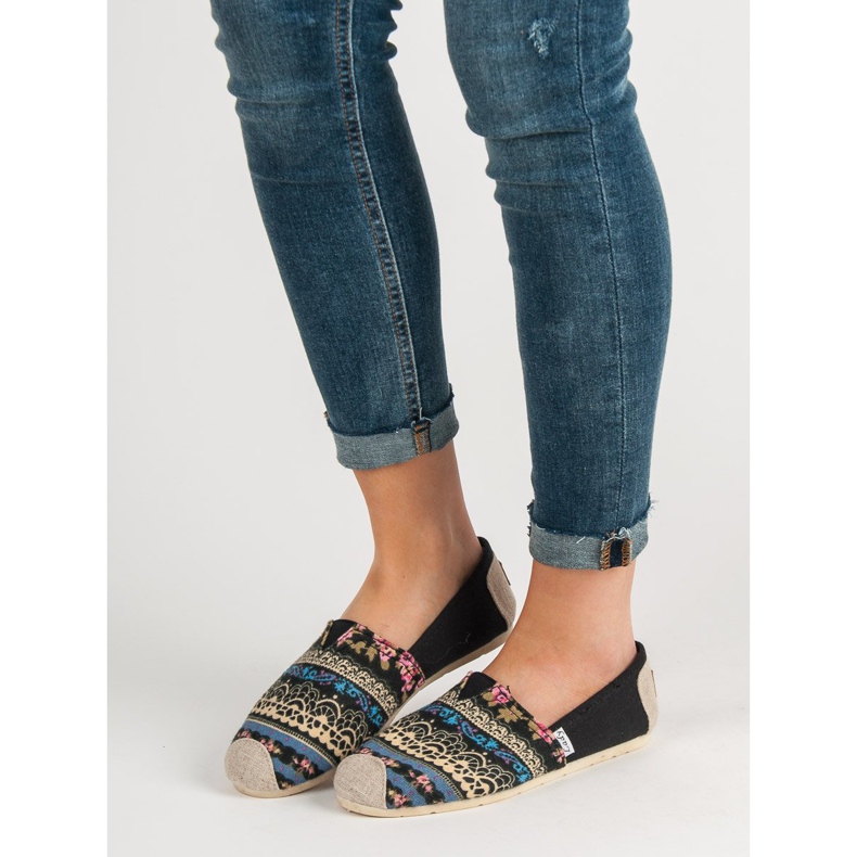 Lady Fashion Slip On Boho Cipők fekete sokszínű 1