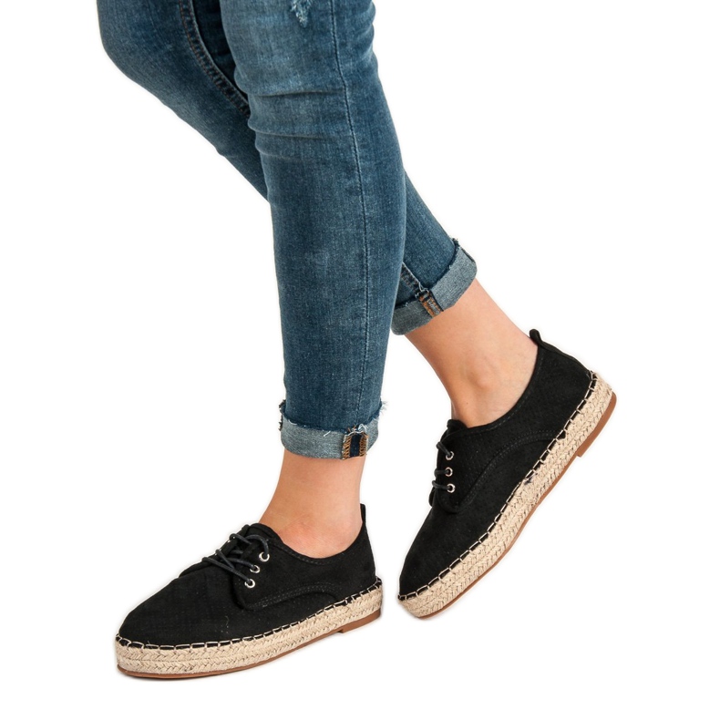 Small Swan Áttört Suede Brogues fekete 1