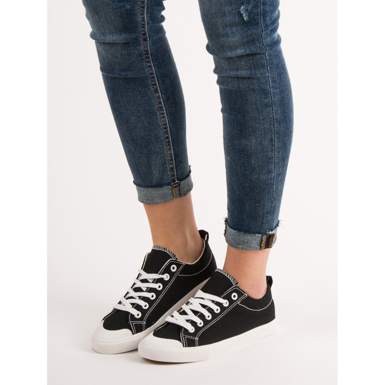 SHELOVET Alacsony fekete cipők 2