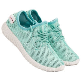 SHELOVET Csúszós cipő flitterekkel zöld 1