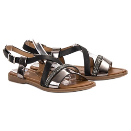 Small Swan Szandál Kristályokkal fekete 1