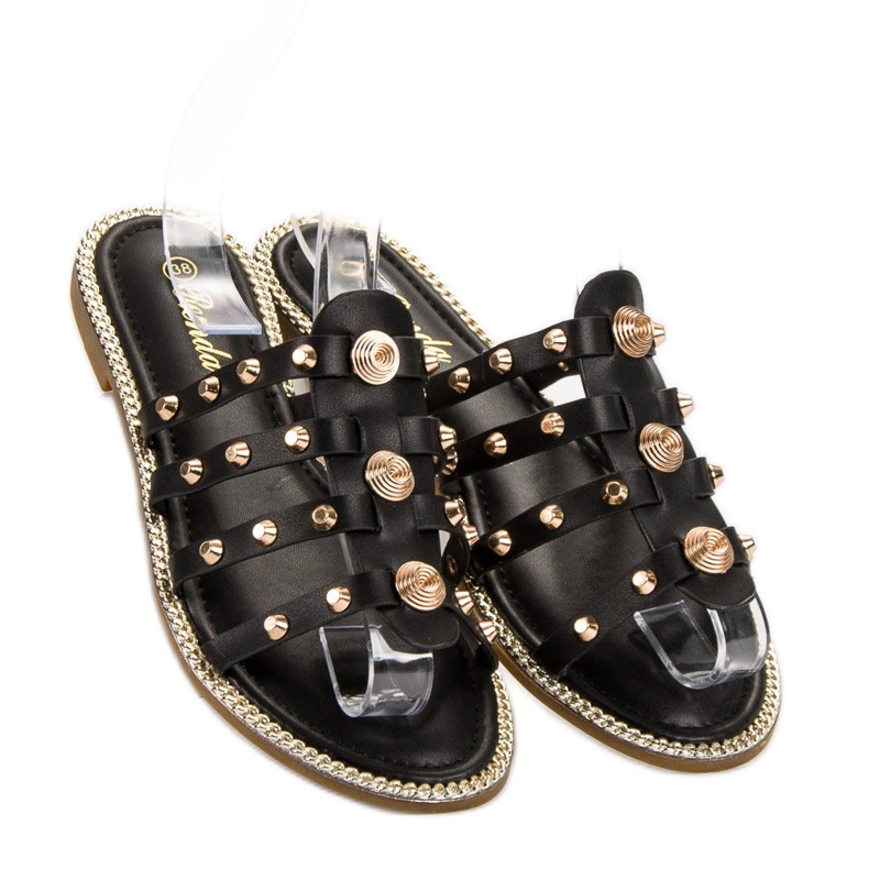 Renda Papucs strasszokkal fekete 2