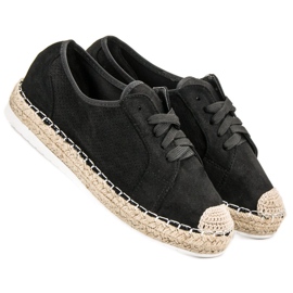 Ideal Shoes Fűzött Espadrilles fekete 1