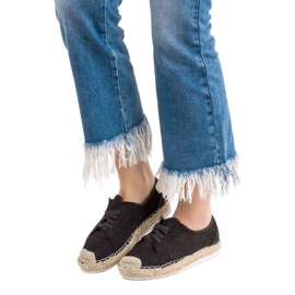 Ideal Shoes Fűzött Espadrilles fekete 2