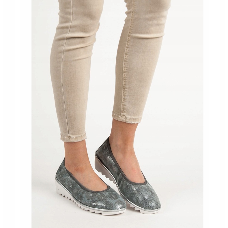 Filippo Sötét szürke bőr balettcipő 1