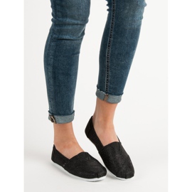 SHELOVET Glitter Slip On cipők fekete 1