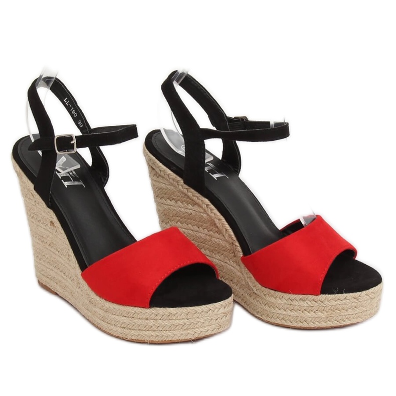 Piros Espadrilles ékeken, piros LL-190 Red 1