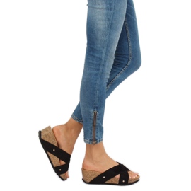 Fekete G1560 Fekete ék papucs 1