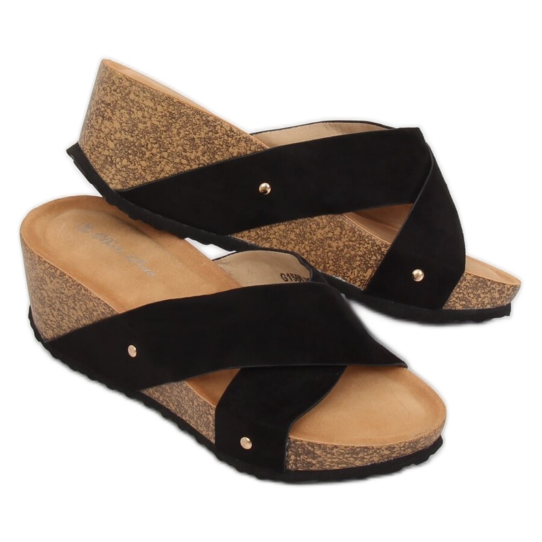 Fekete G1560 Fekete ék papucs 2