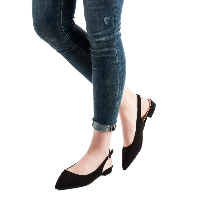 SHELOVET Divatos velúr balerinák fekete 1