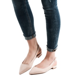 SHELOVET Divatos velúr balerinák barna 2