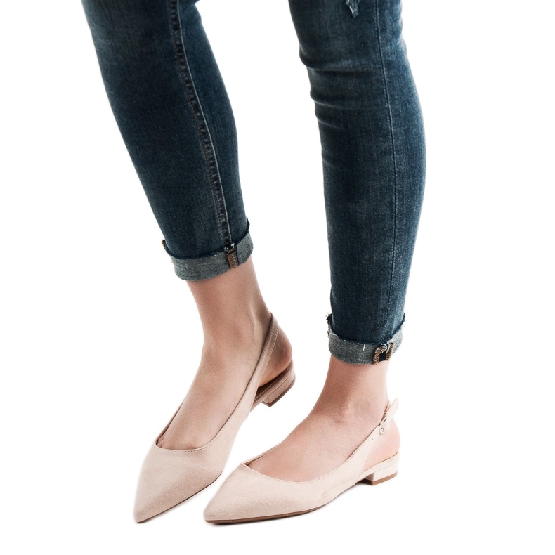 SHELOVET Divatos velúr balerinák barna 2