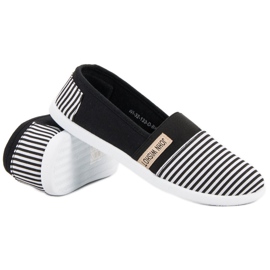 SHELOVET Csíkos Slipons fekete 1