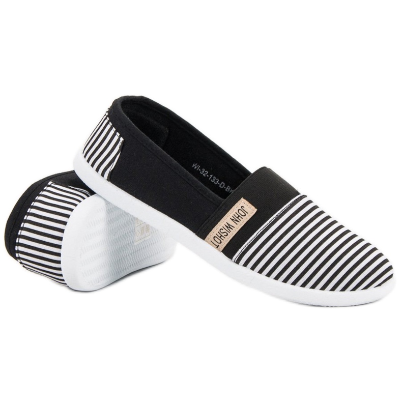 SHELOVET Csíkos Slipons fekete 1