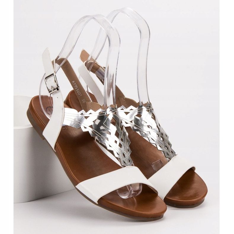 Kylie Stílusos lapos szandál fehér 1