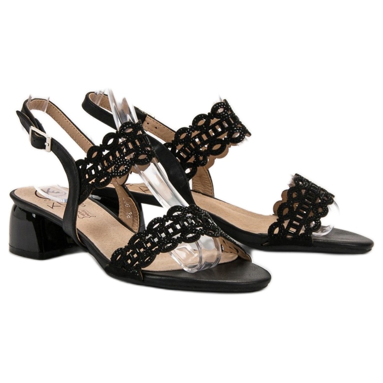 Kylie Stílusos magas sarkú szandál fekete 2