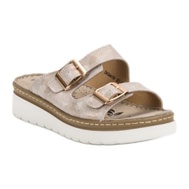 Filippo Kényelmes bőr papucs barna sárga 1