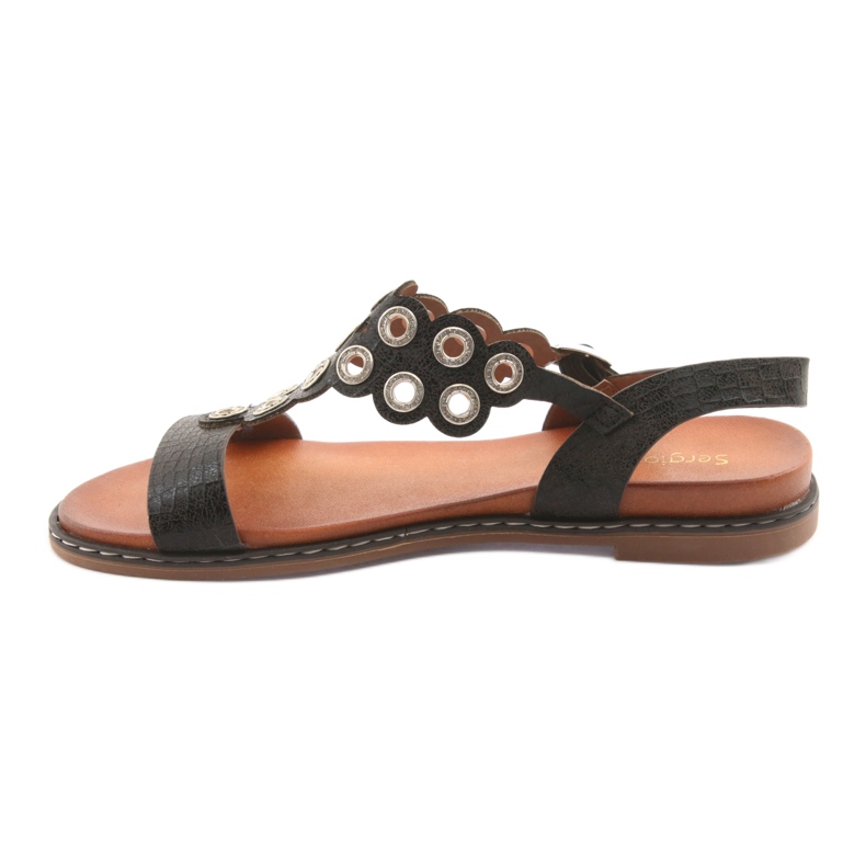 Sergio Leone női szandál fekete strasszokkal 2