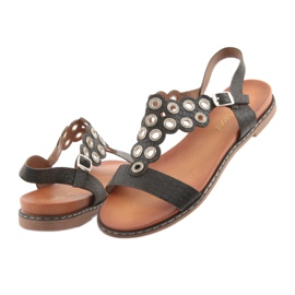 Sergio Leone női szandál fekete strasszokkal 4