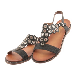 Sergio Leone női szandál fekete strasszokkal 3