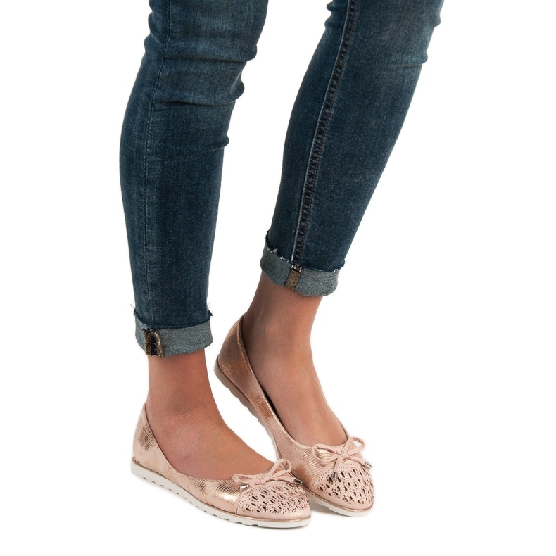 SHELOVET Alkalmi balerinák sárga rózsaszín 2