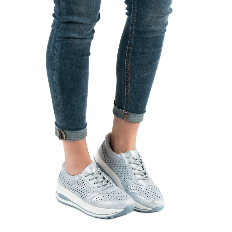 Filippo Brokát bőr cipő kék 2